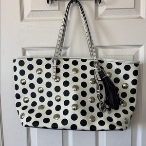 Michael Kors Black and White Polka Dot Tote
